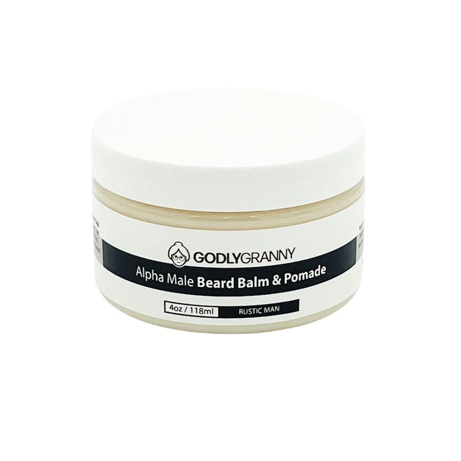 Alpha Male Beard Balm & Pomade – 4oz Jar / Rustic Man packaging
