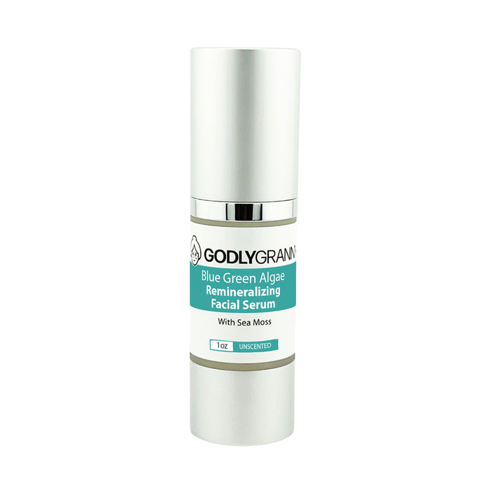 Blue Green Algae & Sea Moss Facial Serum, 1 oz packaging