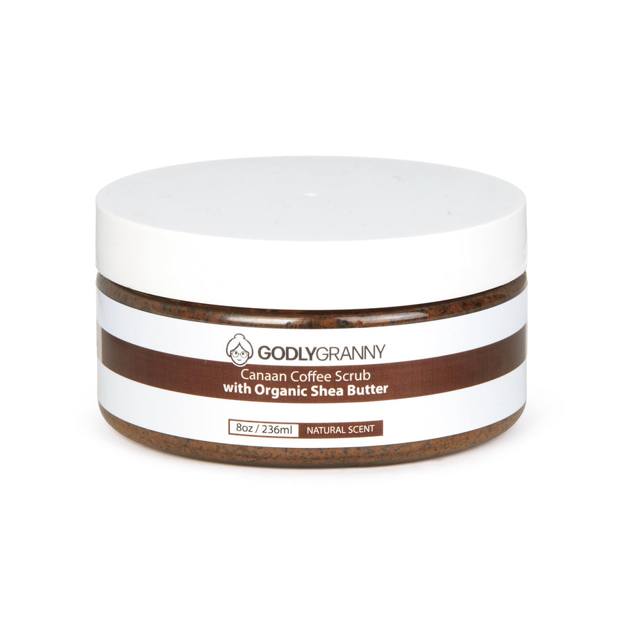 Canaan Coffee Face & Body Scrub with Shea Butter, 8 oz packaging