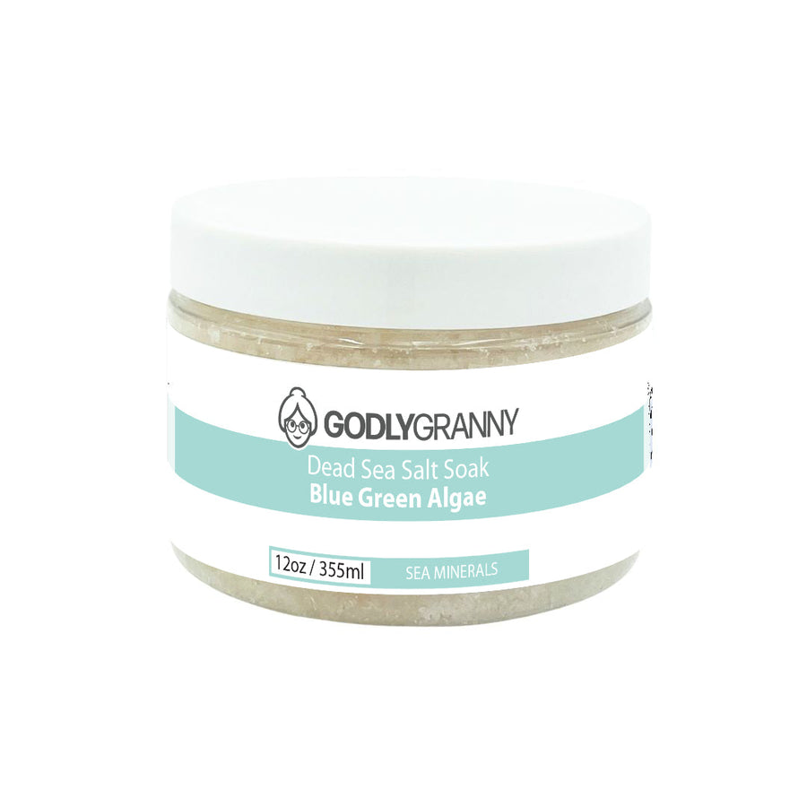 Blue Green Algae Dead Sea Salt Bath Soak – Sea Minerals packaging