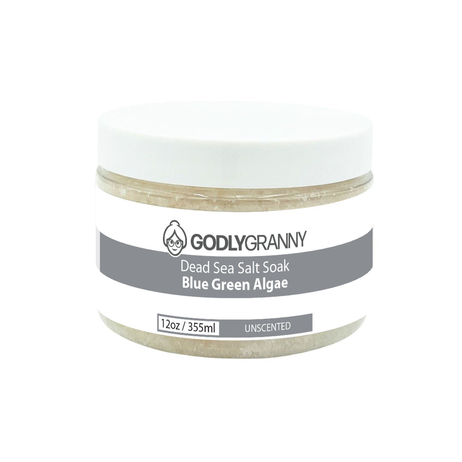 Blue Green Algae Dead Sea Salt Bath Soak – Unscented packaging
