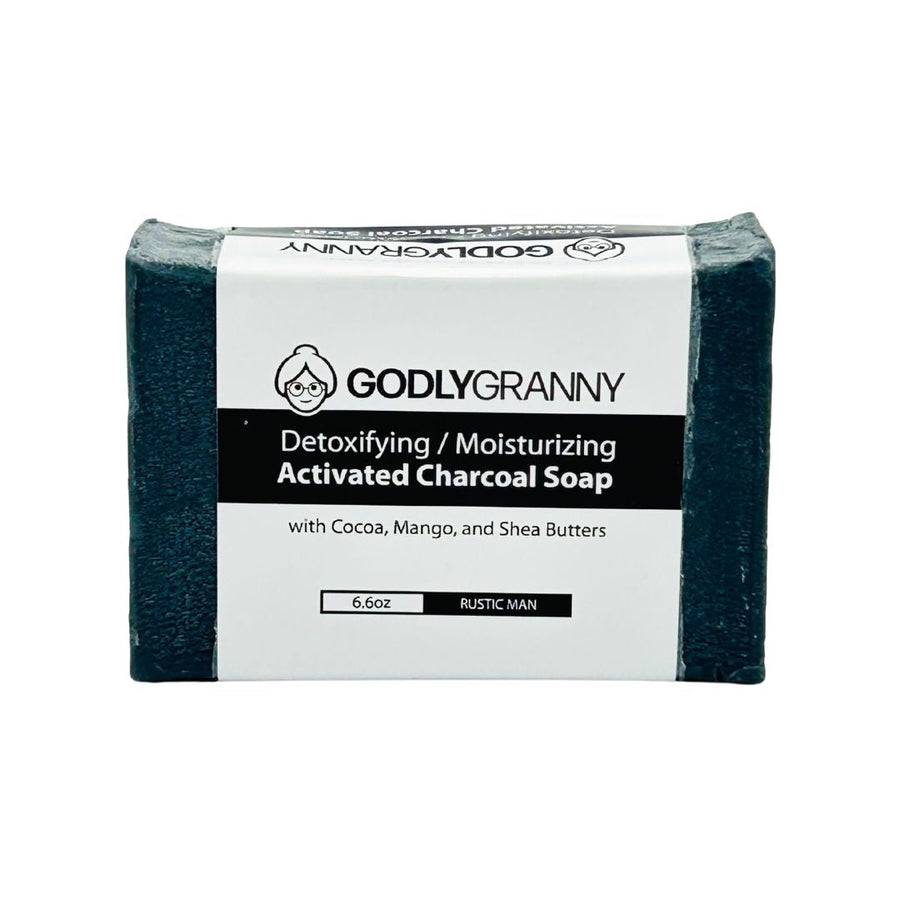 Activated Charcoal Soap with Cocoa, Mango & Shea Butters – Rustic Man packaging