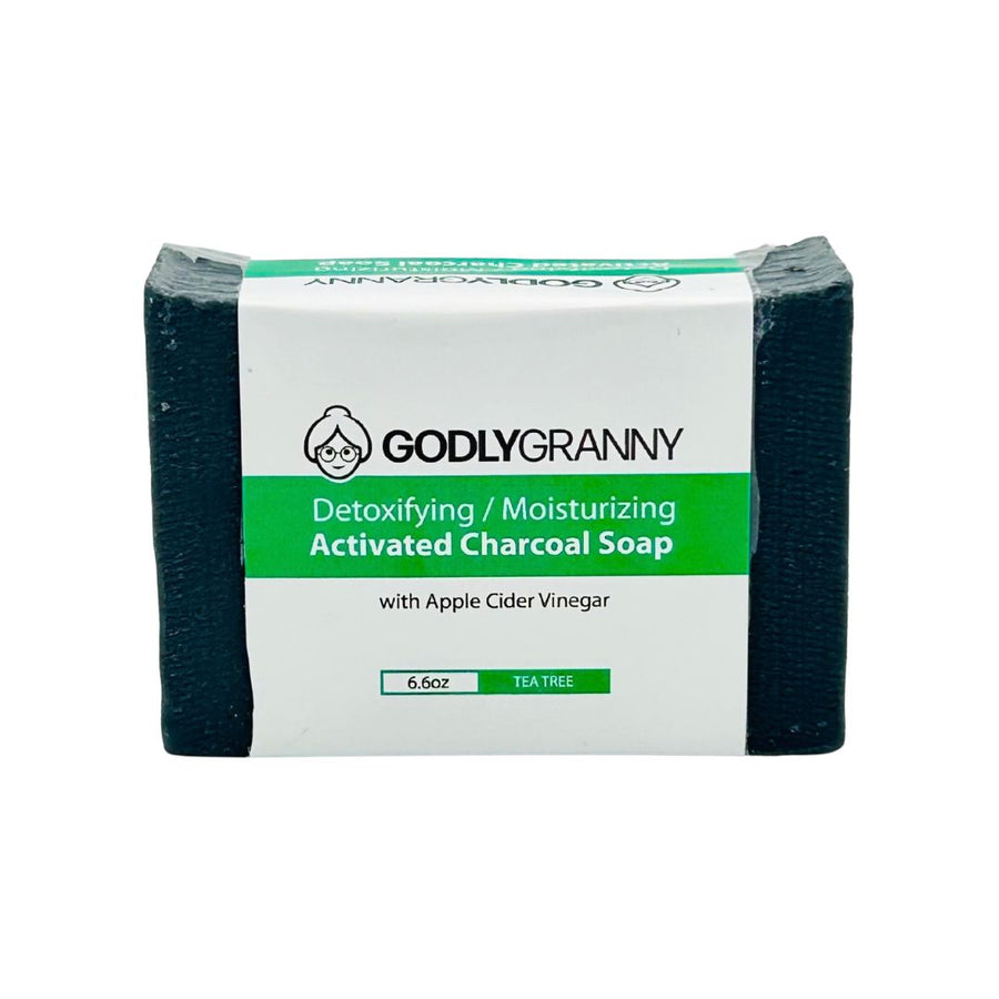 Activated Charcoal Soap with Cocoa, Mango & Shea Butters – Tea Tree packaging