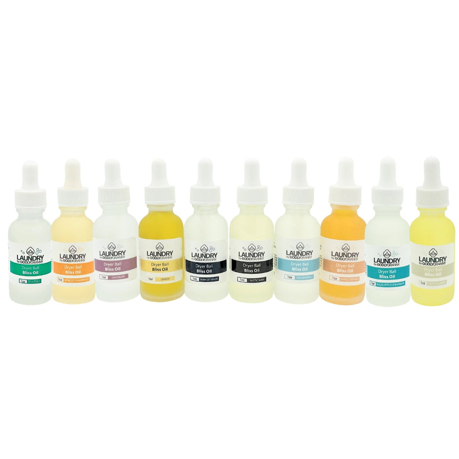 Assorted Dryer Ball Bliss Scenting Oil packages shown together
