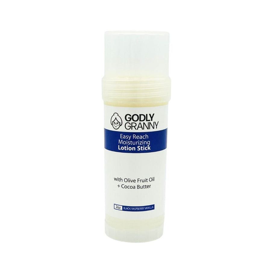 Easy Reach Lotion Stick with Olive Oil & Cocoa Butter – Black Raspberry Vanilla packaging