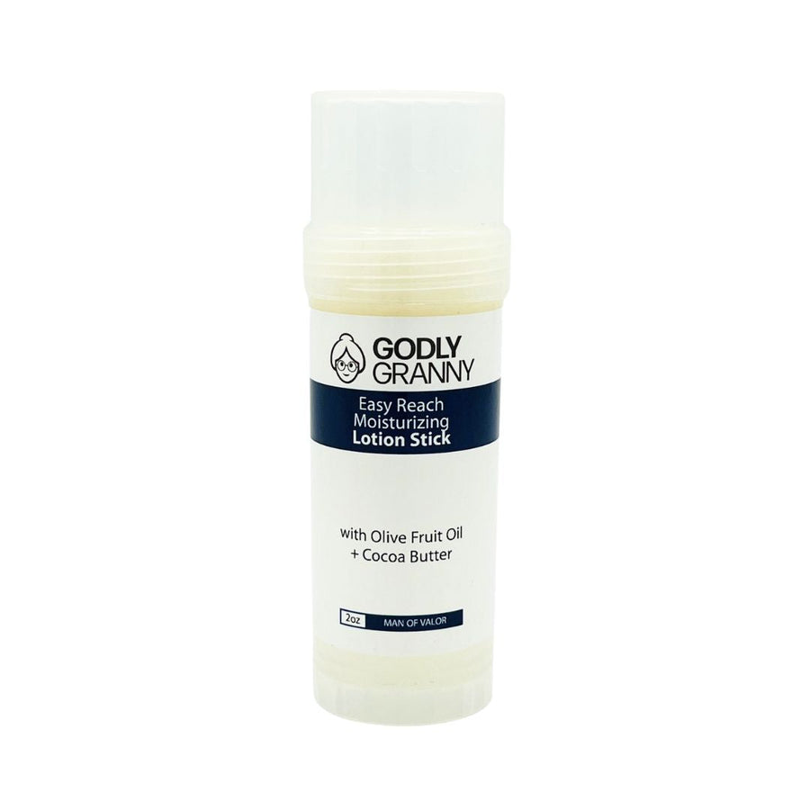Easy Reach Lotion Stick with Olive Oil & Cocoa Butter – Man Of Valor packaging