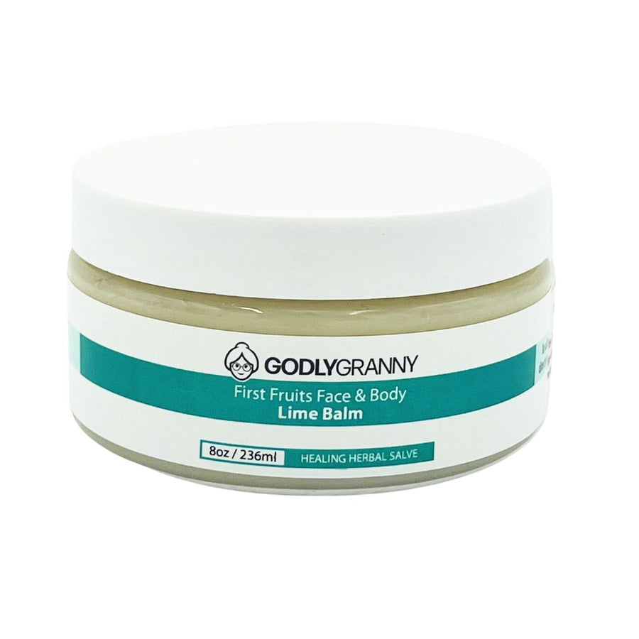 First Fruits Lime Herbal Face & Body Salve – 8oz Jar packaging