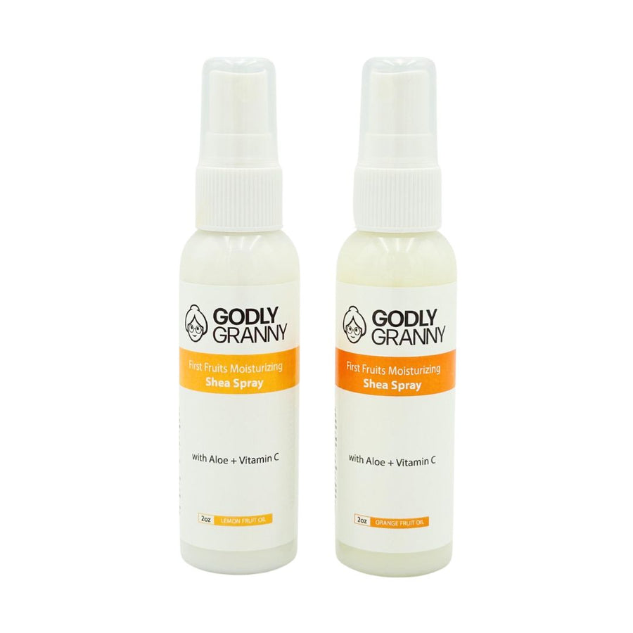 Assorted First Fruits Citrus Moisturizing Shea Spray packages shown together
