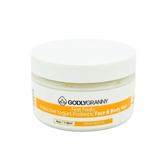 First Fruits Lemon Yogurt Probiotic Face & Body Veil, 4 oz packaging