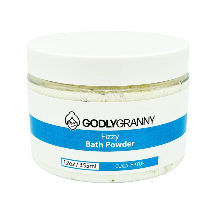 Eucalyptus Fizzy Bath Powder, 12 oz packaging