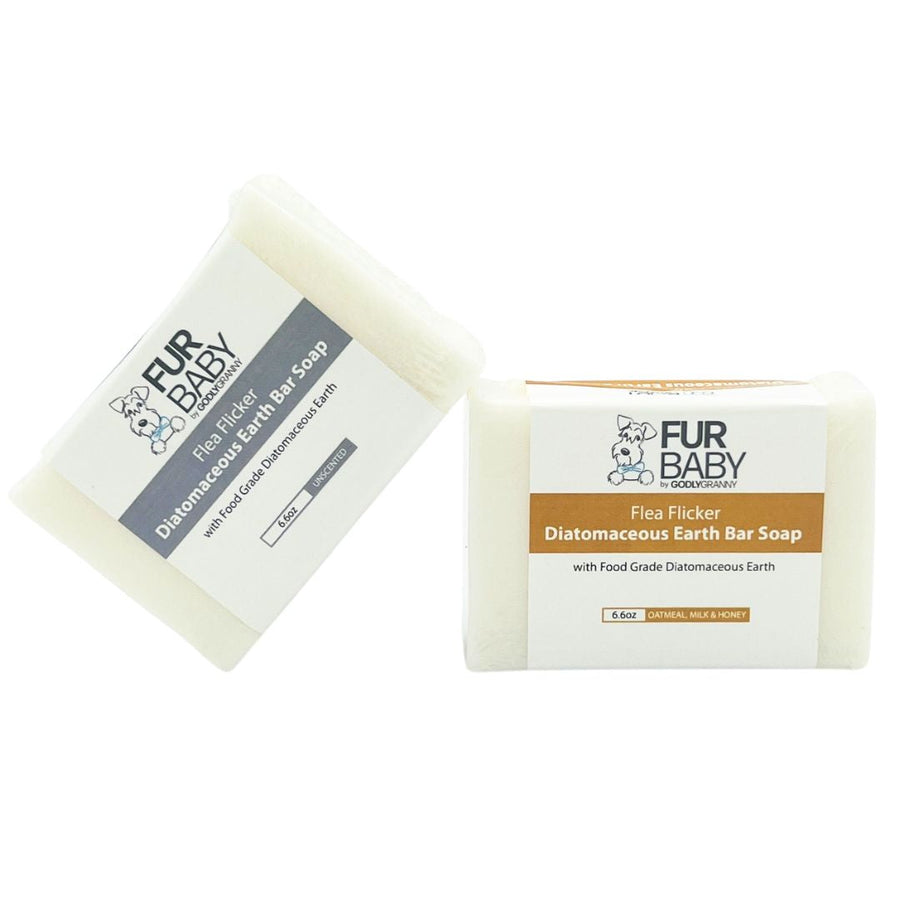 Assorted Fur Baby Diatomaceous Earth Pet Soap Bar packages shown together