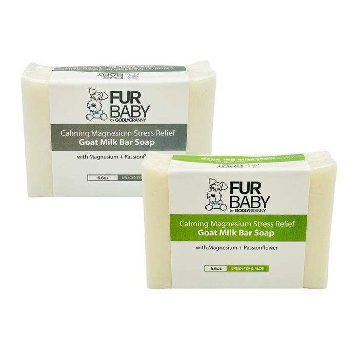 Assorted Fur Baby Magnesium & Passionflower Goat Milk Soap packages shown together