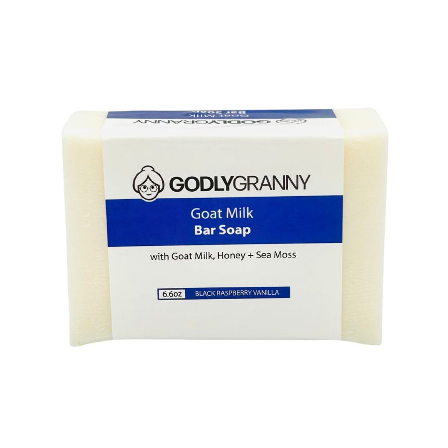 Goat Milk Soap with Honey & Sea Moss – Black Raspberry Vanilla packaging