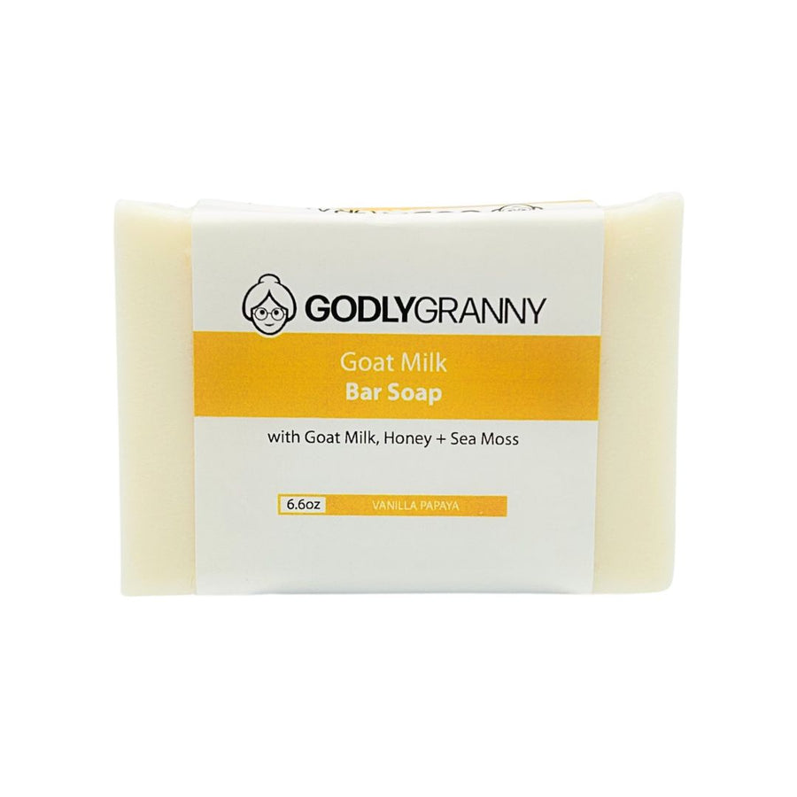 Goat Milk Soap with Honey & Sea Moss – Vanilla Papaya packaging