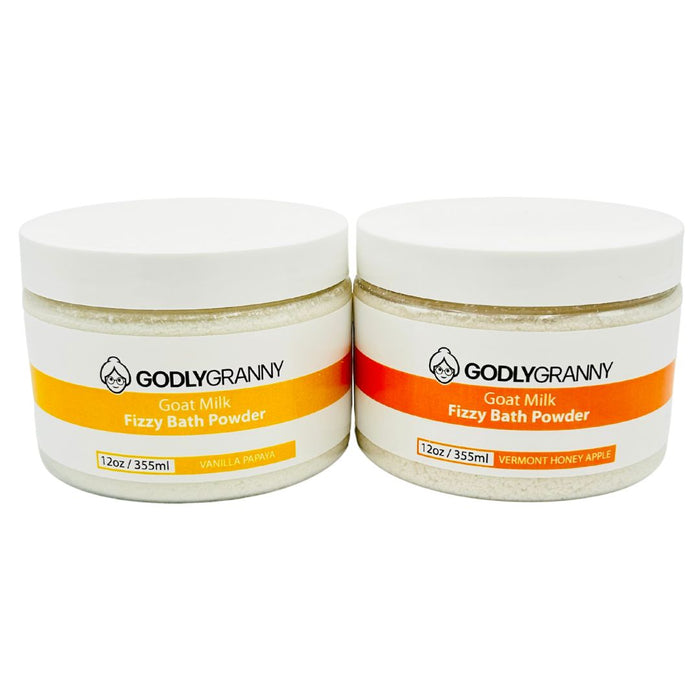 Assorted Goat Milk Fizzy Bath Powder packages shown together