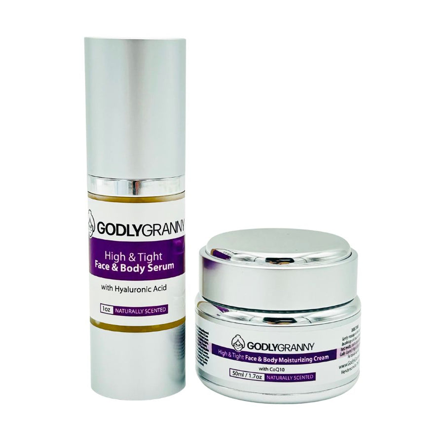 Assorted High & Tight Hyaluronic Acid Face & Body Serum packages shown together