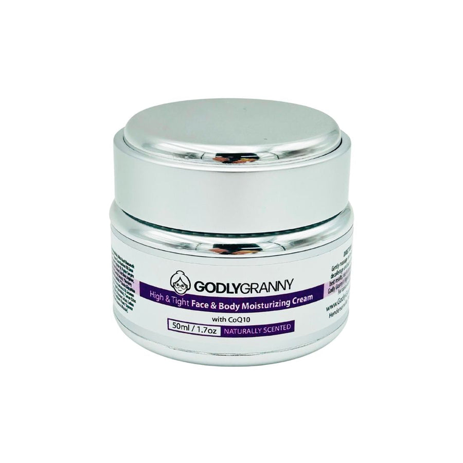 High & Tight CoQ10 Face & Body Moisturizing Cream, 1.7 oz packaging