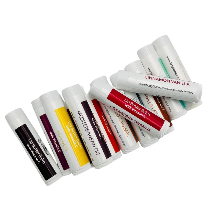 Assorted Lip Butter Balm packages shown together