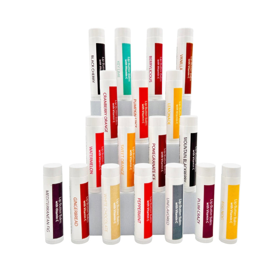 Assorted Lip Butter Balm packages shown together