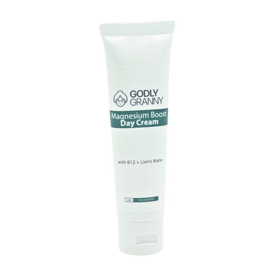 Magnesium Day Cream with B12 & Lion's Mane – 2oz Tube packaging