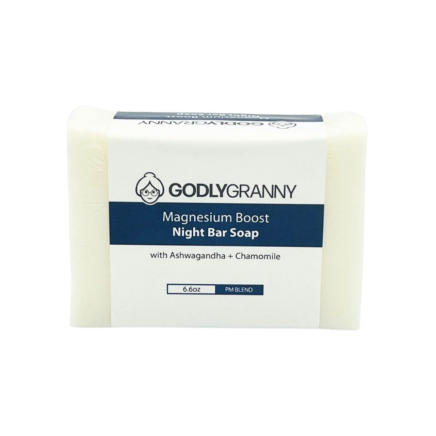 Magnesium Night Soap with Ashwagandha & Chamomile, 6.6 oz packaging