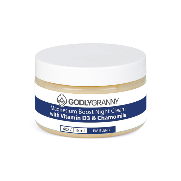 Magnesium Night Cream with Vitamin D3 & Chamomile – 4oz Jar packaging
