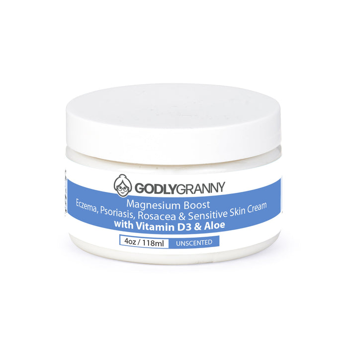 Unscented Magnesium Cream with Vitamin D3 & Aloe – 4oz Jar packaging