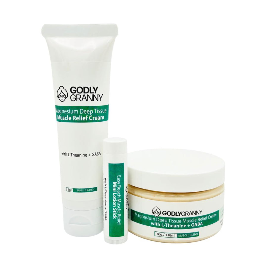 Assorted Magnesium Body Cream with L-Theanine & GABA packages shown together