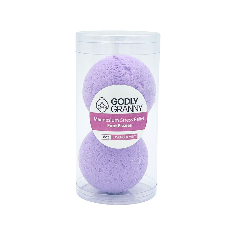 Lavender Mint Magnesium Foot Fizzies, 8 oz packaging