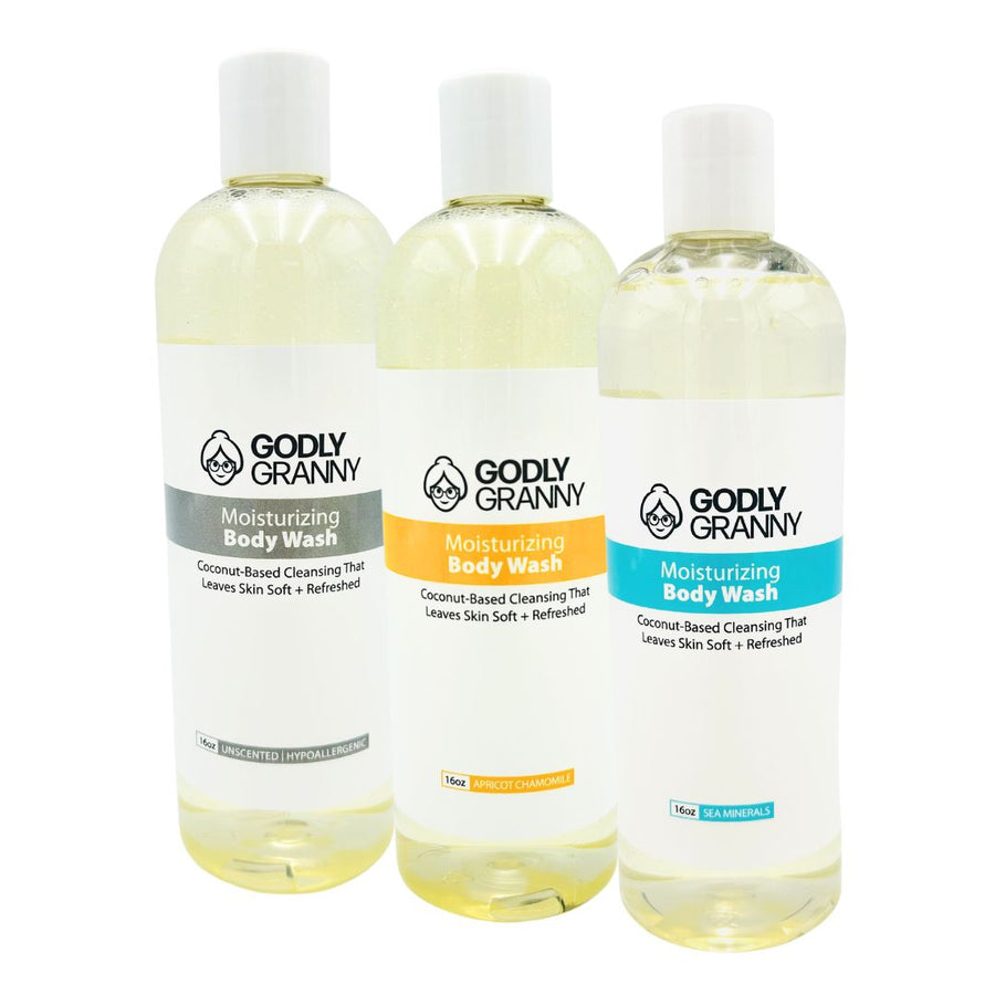 Assorted Moisturizing Body Wash packages shown together