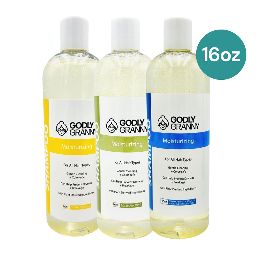 Assorted Moisturizing Plant-Based Shampoo packages shown together