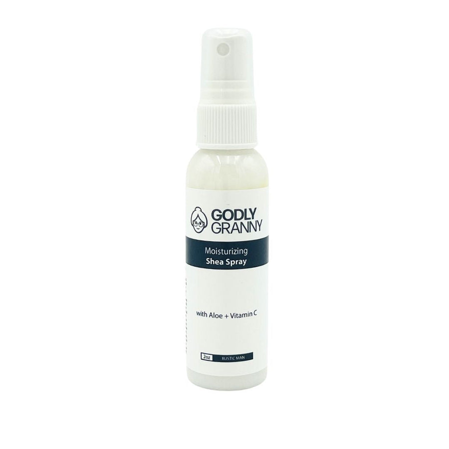 Moisturizing Shea Body Spray – Rustic Man / 2oz packaging