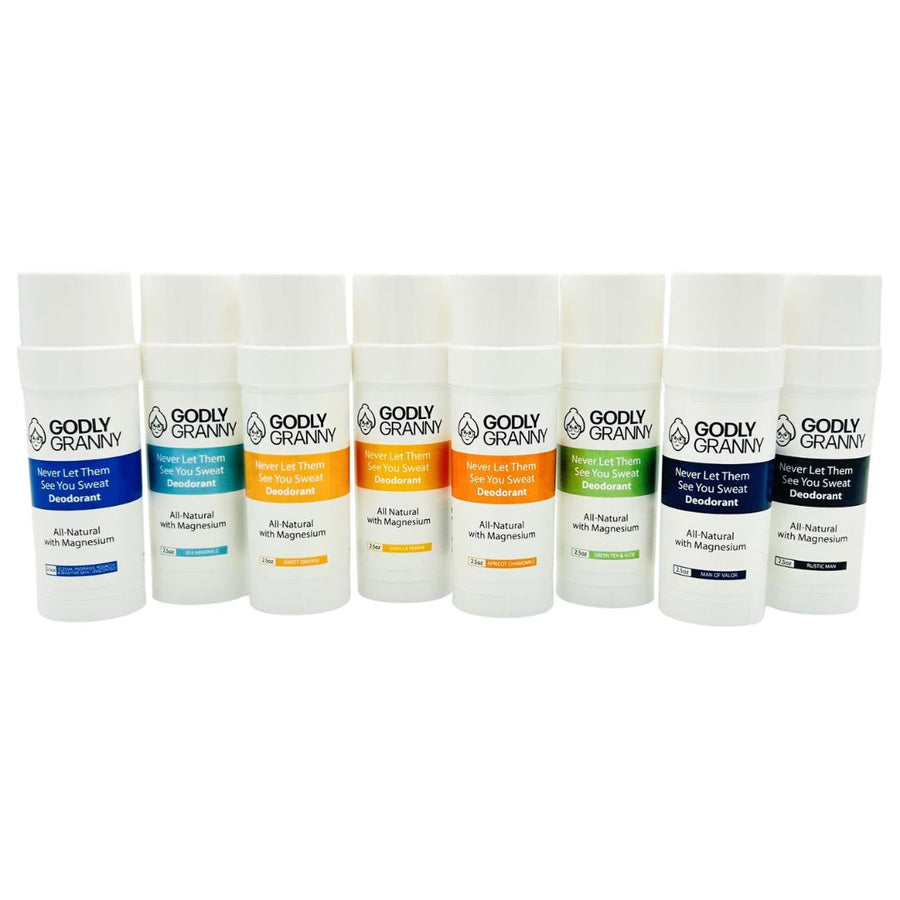 Assorted Magnesium Deodorant packages shown together