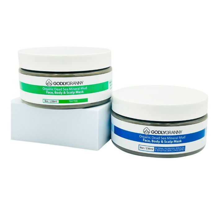 Assorted Dead Sea Mineral Mud Face, Body & Scalp Mask packages shown together