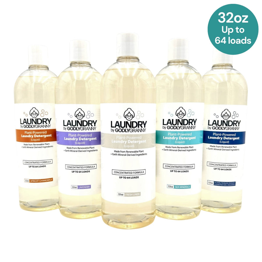 Assorted Liquid Plant-Based Laundry Detergent packages shown together