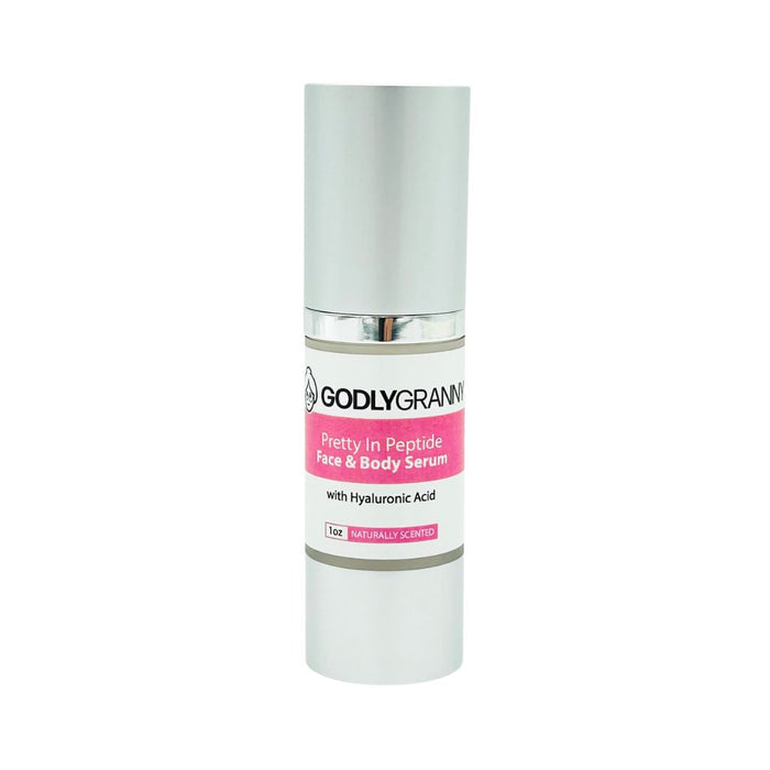 Pretty in Peptide Hyaluronic Acid Face & Body Serum, 1 oz packaging