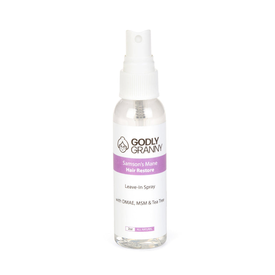 Samson's Mane Leave-In Hair Spray with DMAE & MSM – 2oz packaging