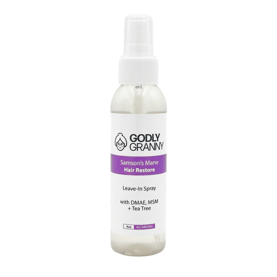 Samson's Mane Leave-In Hair Spray with DMAE & MSM – 4oz packaging