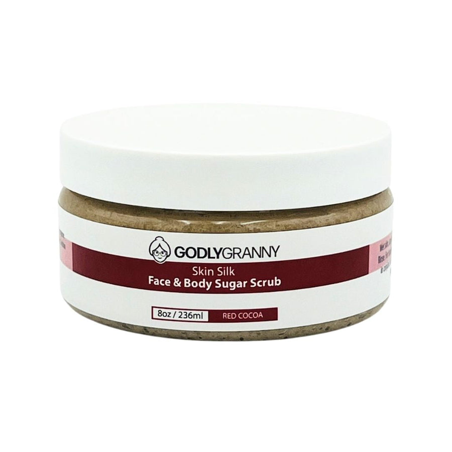 Skin Silk Face & Body Sugar Scrub – Red Cocoa packaging