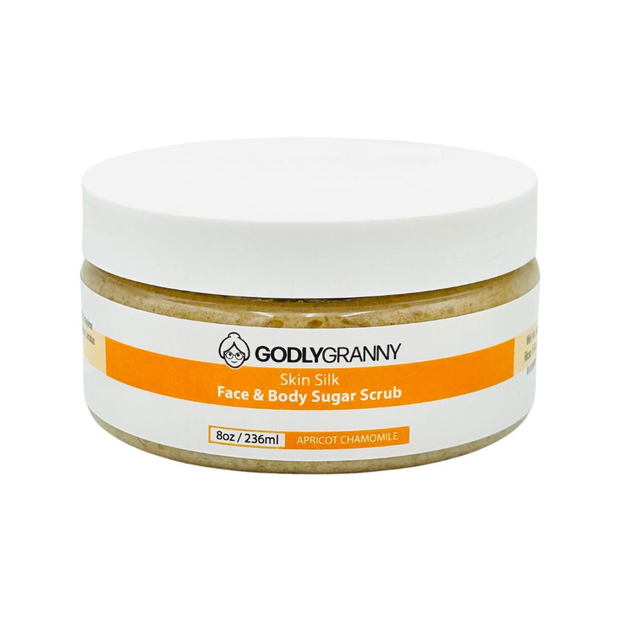Skin Silk Face & Body Sugar Scrub – Apricot Chamomile packaging