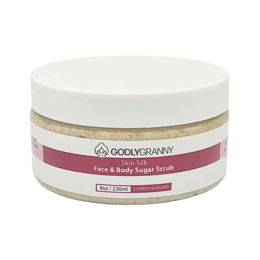 Skin Silk Face & Body Sugar Scrub – Cherry Almond packaging