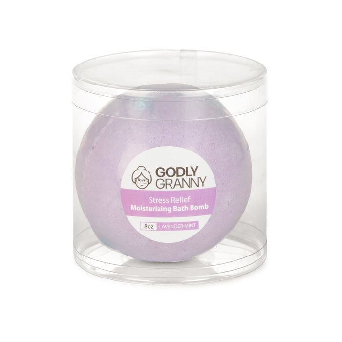 Lavender Mint Moisturizing Bath Bomb, 8 oz packaging