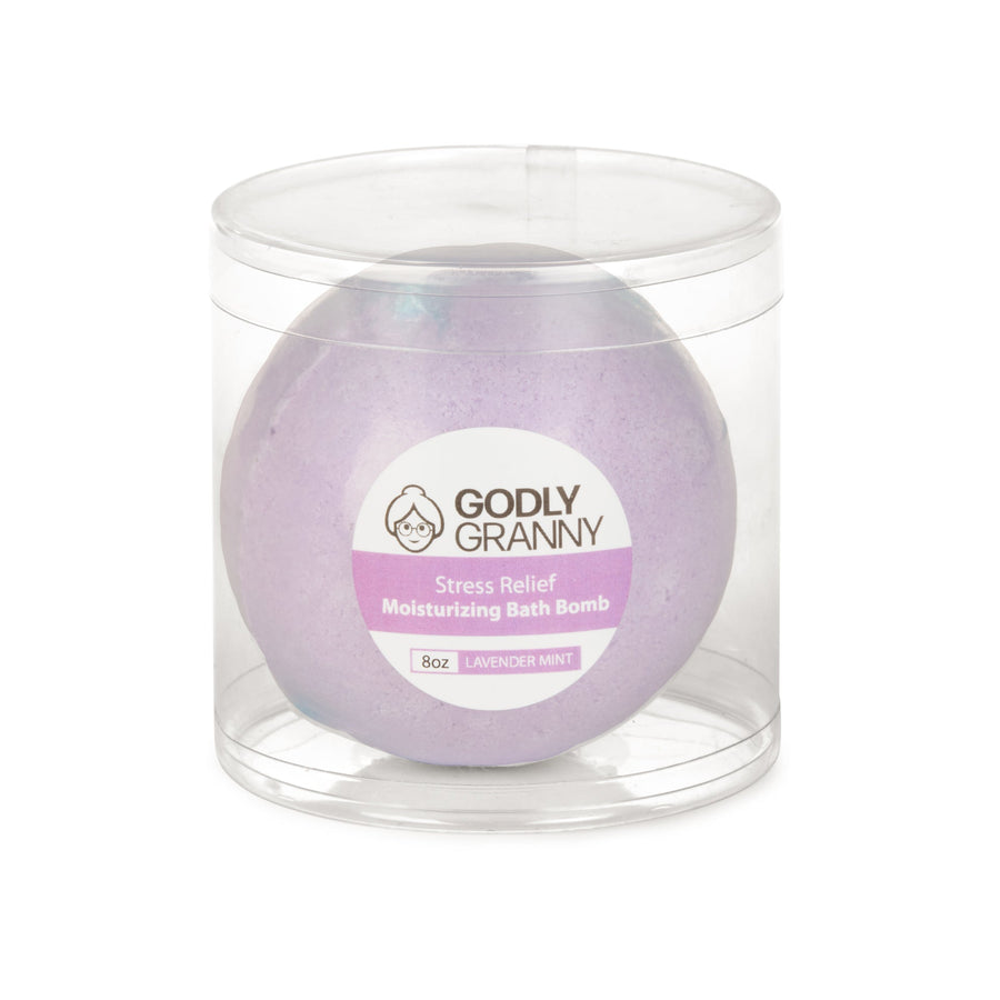 Lavender Mint Moisturizing Bath Bomb, 8 oz packaging