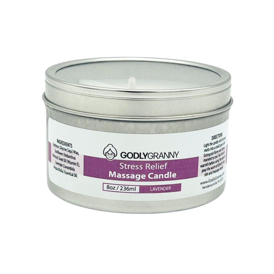 Lavender Soy Massage Candle, 8 oz packaging