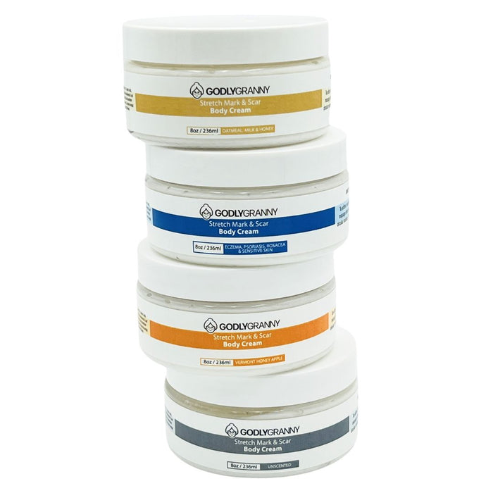 Assorted Sea Moss Body Cream with Colloidal Oatmeal & Zinc Oxide packages shown together