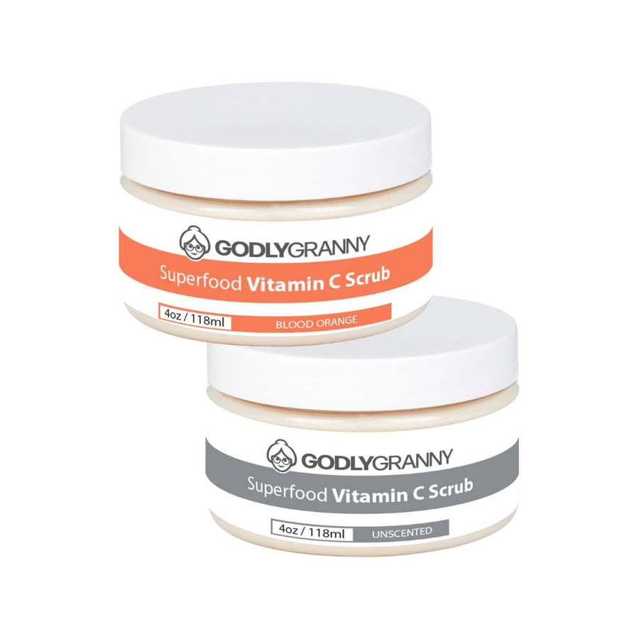 Assorted Superfood Vitamin C Face & Body Scrub packages shown together