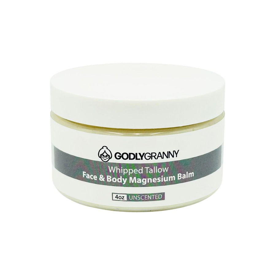 Whipped Tallow & Magnesium Face & Body Balm – Unscented packaging
