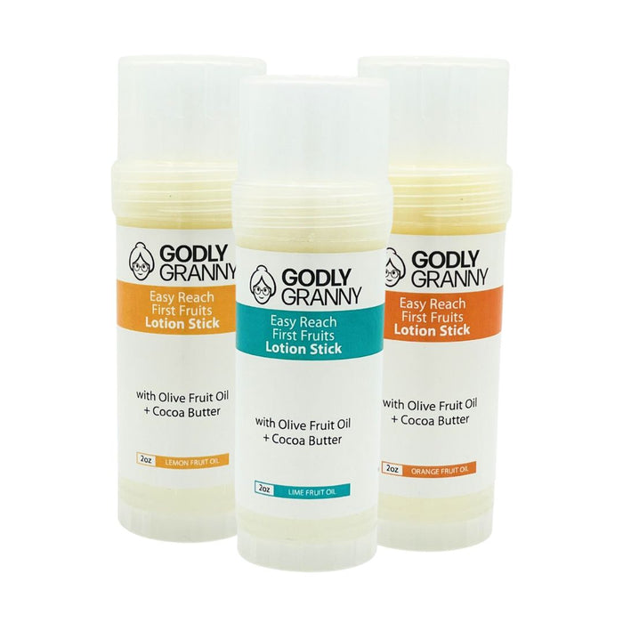 Assorted First Fruits Citrus Moisturizing Lotion Stick packages shown together