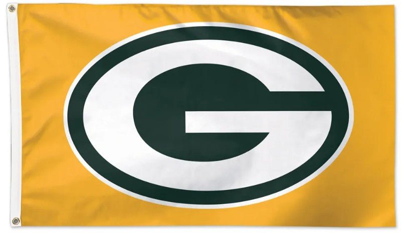 Green Bay Packers 3x5 gold flag with green and white team logo