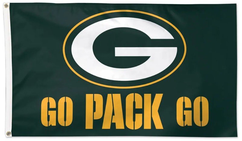 Green Bay Packers 3x5 white flag with team logo